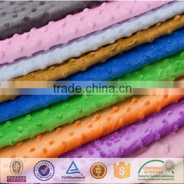2016 fashion design SGS checked skin-friendly print minky dot rose blanket fabric
