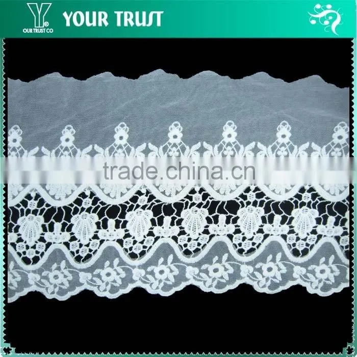 Width 58 Centimeter White Dot Flower Polyester Trimming Lace Dresses