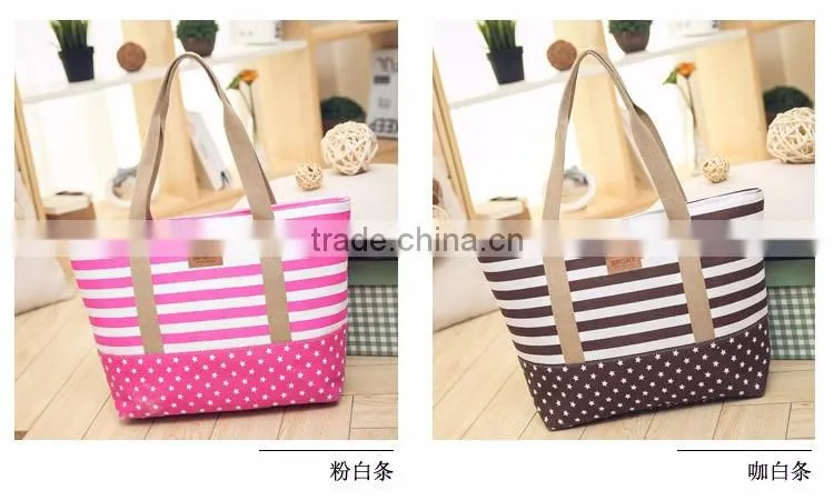 Cotton canvas beach tote bag