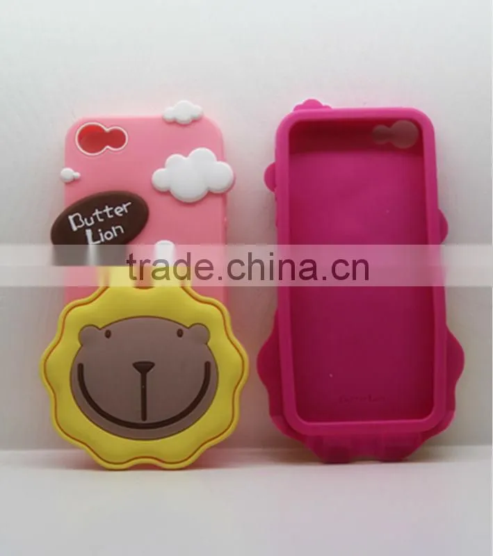 2013 the factory manufacture 3D Butter Lion item cartoon design silicone mobile phone case