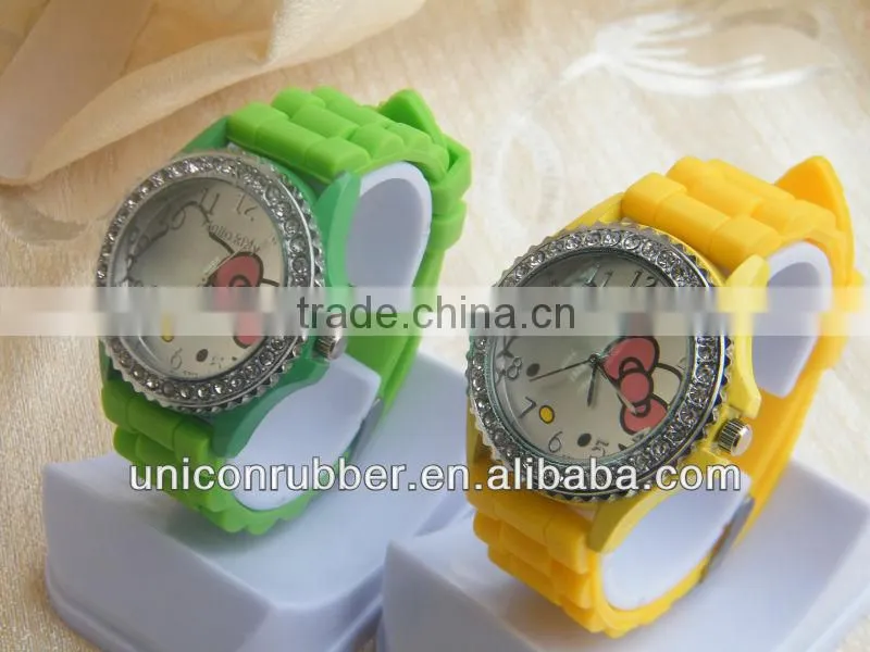 Best Products For Women 12 Colors Silicone Wrist Watch With Diamond
