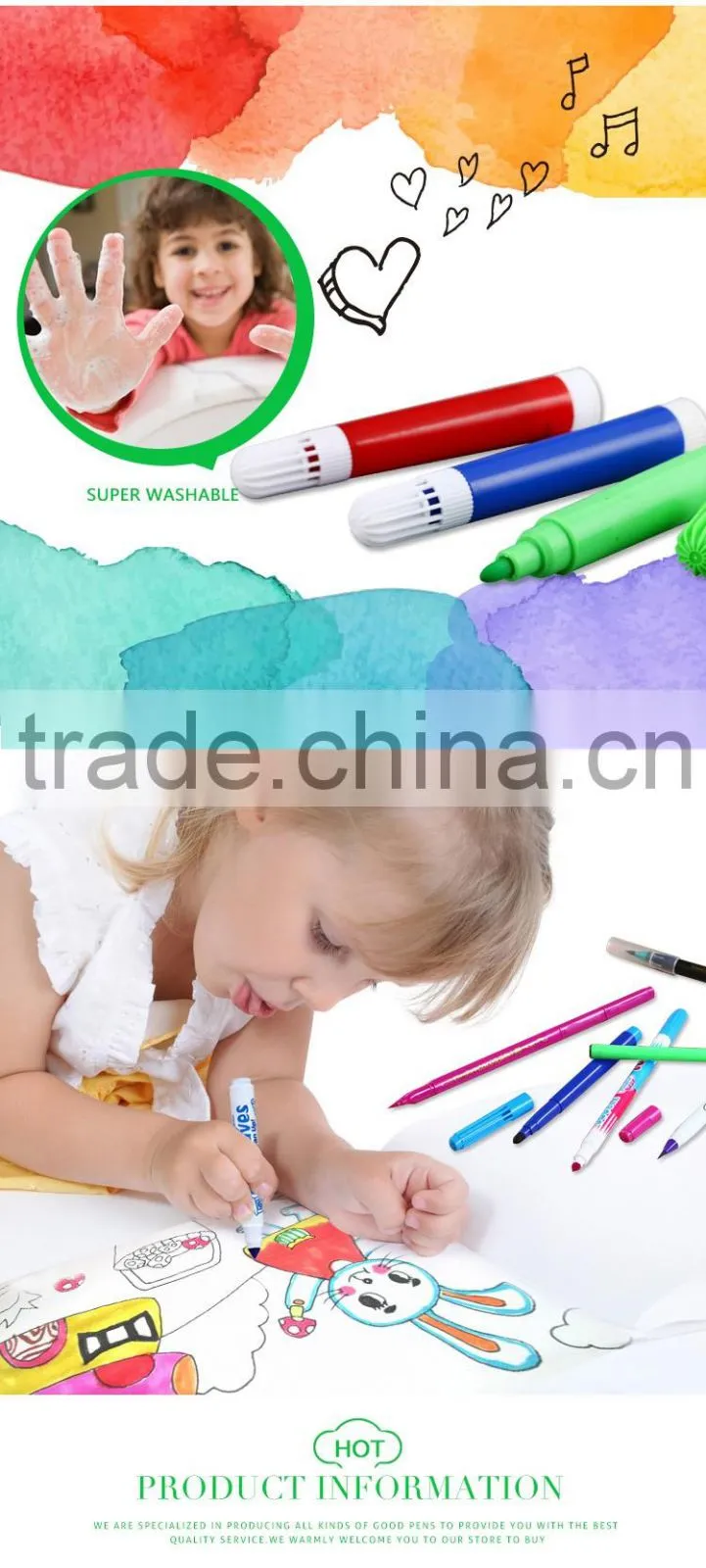 Supplier direct water based ink washable water color pen