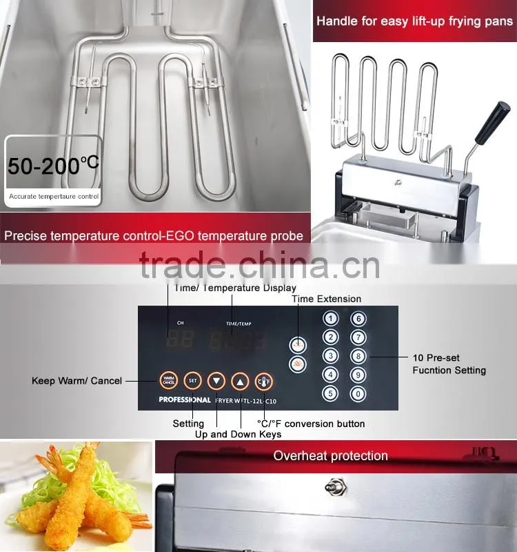 2016 New Product Standard Auto Lift Deep Fryers 12L For Commercial Use