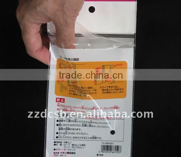Plastic BOPP Self Adhesive Bag With Hanging Header