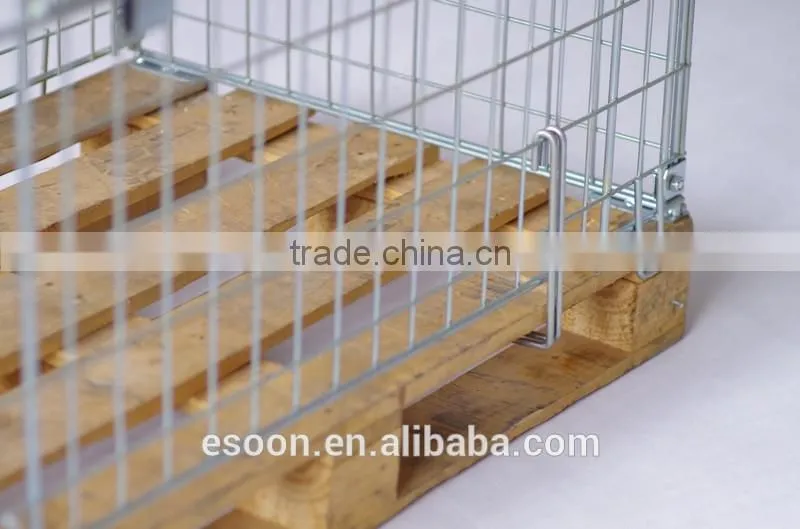 Wooden base container logisitc moving mesh cage with top covers