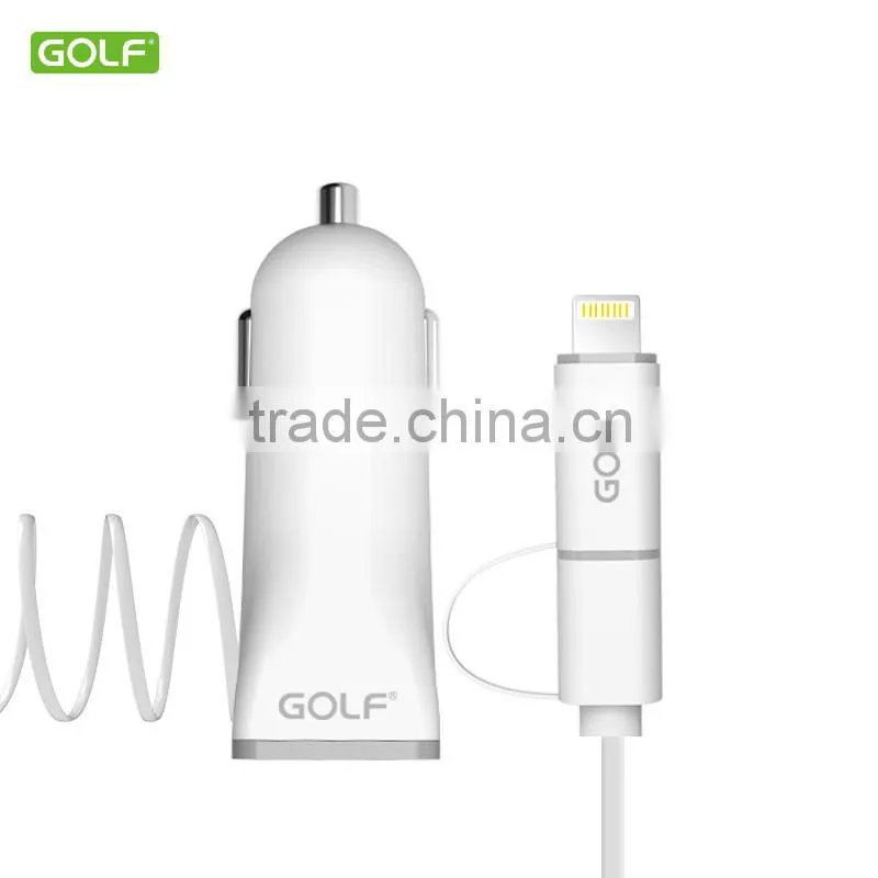 GOLF Cable car charger with smart phone 2 in 1 cable for mobile cheap price