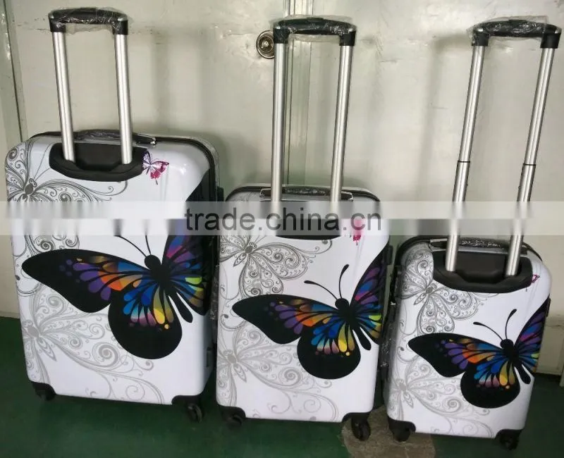 Vintage butterfly printed figures ABS+PC trolley luggage case