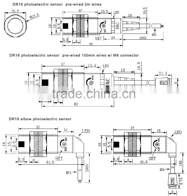 M18 Through-beam NPN NO infrared photoelectric switch sensor