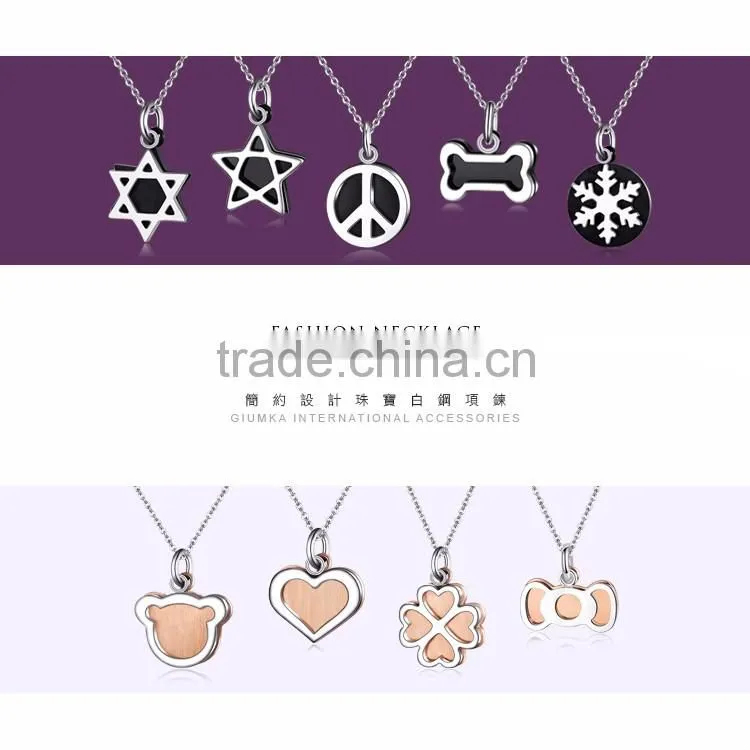 Charm Teddy Bear with Rose Gold Plated Pendant Women Stainless Steel Necklace