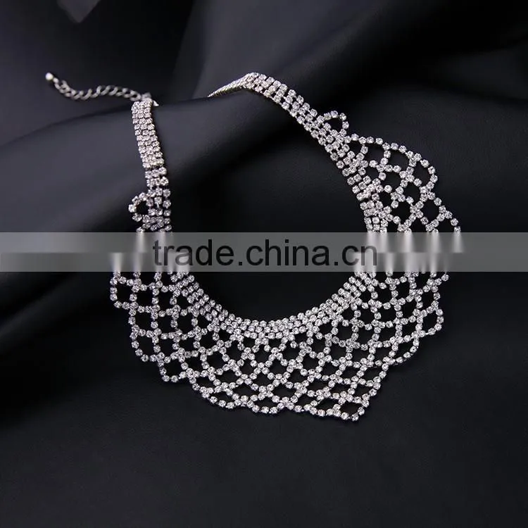 Cheap Wholesale Jewelry Necklace 2016 Latest Design Fashion Multiple Layered Luxury Crystal Necklace