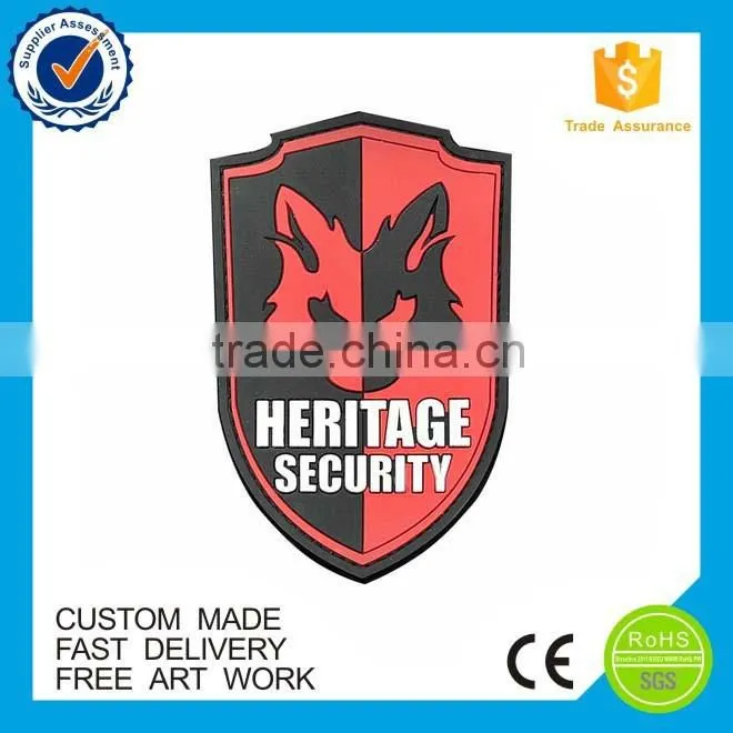High quality eco-friendly sew-on custom pvc rubber patch logo