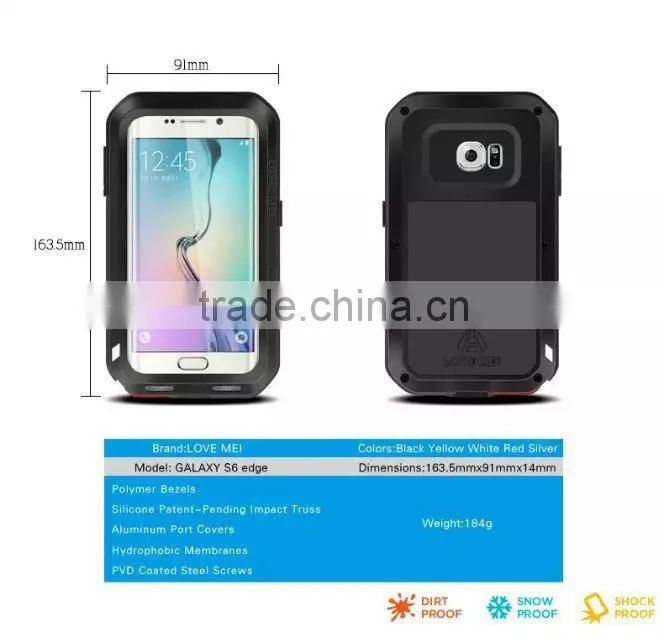 for Samsung Galaxy S6 Edge LOVE MEI Case, LOVE MEI Waterproof Powerful Metal+TPU Case for Samsung Galaxy S6 Edge
