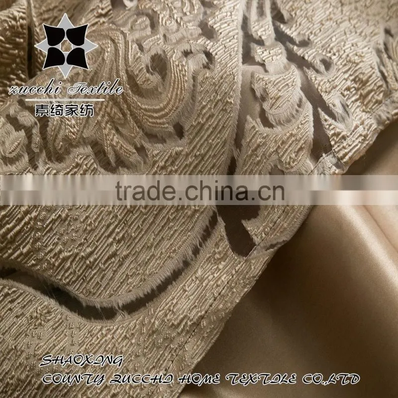 100% polyester satin lining and organza jacquard curtain panel