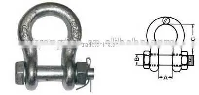Drop Forged G2130 U.S Type Bow Shackle, Galvanized Bow Shackle