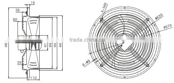 450mm Axial Fan with AC Motor for cold room