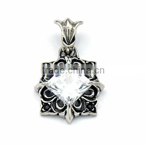 Classic Mens Antique Stainless Steel Religious Charm Diamond Jewelry Black Cross Pendant Necklace