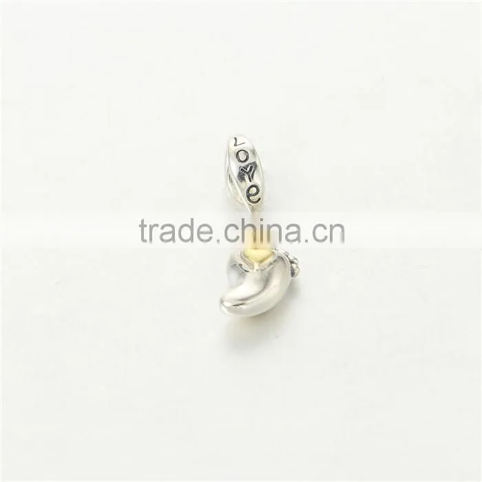 Baby Foot Wholesale Engravable Charms European Charm Bracelet Necklace 100% Real 925 Sterling Silver S201 18Kgold