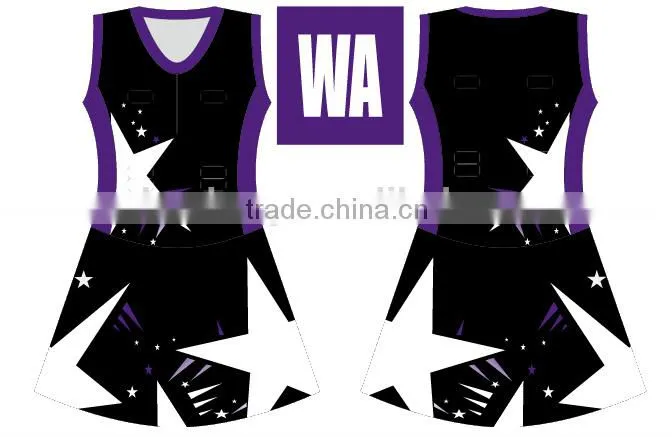 lycra sublimated netball uniform bodysuits
