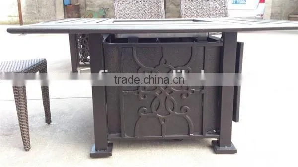 48" x 48" Square Chat Fire Pit Table - Outdoor FirePlace Fire Pit Heater Back Yard Propane Gas Patio Table Furniture