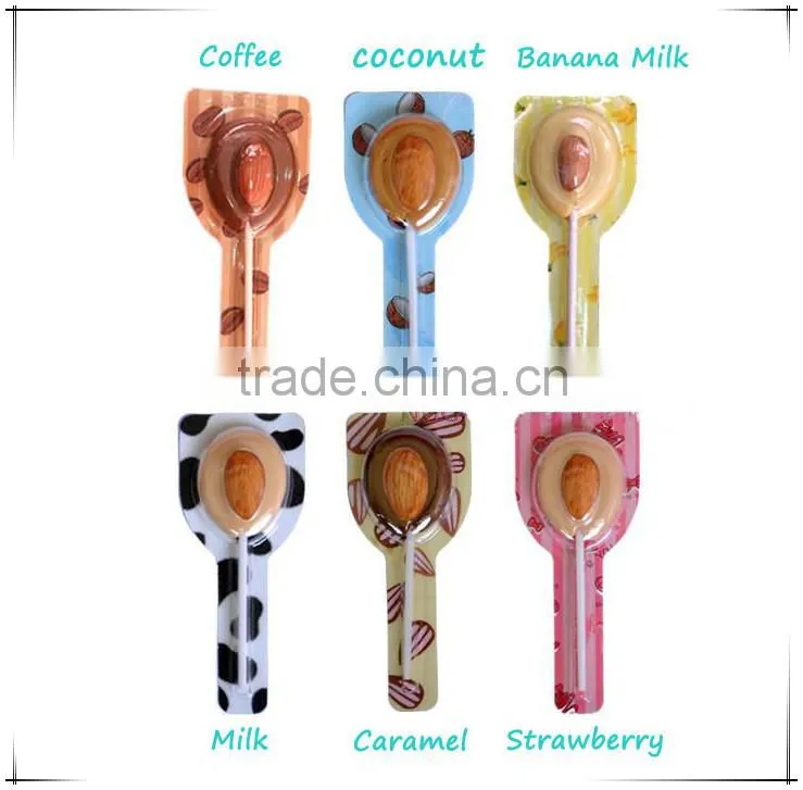 Assorted Flavours Milk Lollipop candy With Crisp Almond