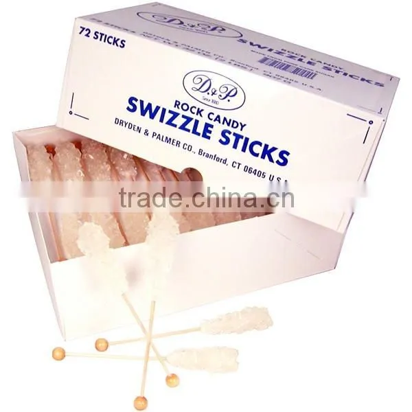 Hard Candy Rock Lollipop for Tea Coffee , Crystal Lollipop Swizzle Sticks