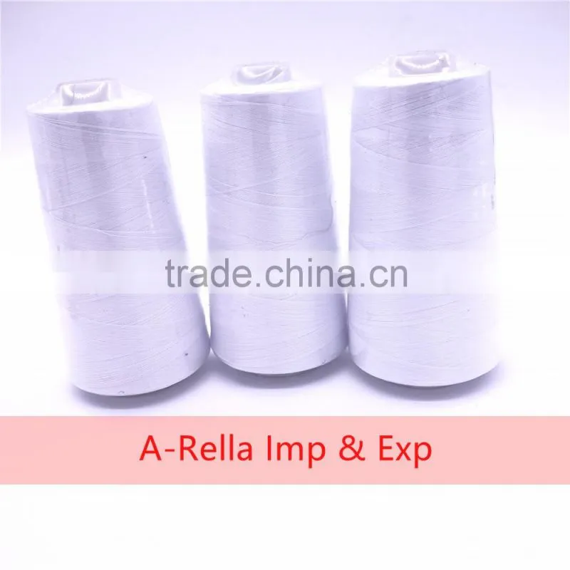 100% spun polyester sewing thread 3000y/cone 87g 40s/2 white and raw white