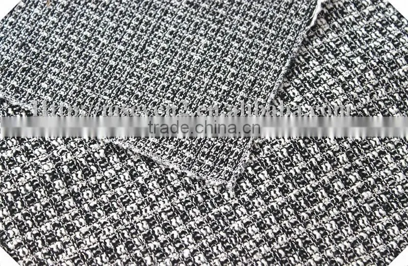 Wholesale black/white trendy tweed fabric, fancy thick black white plaid fabric for scarf