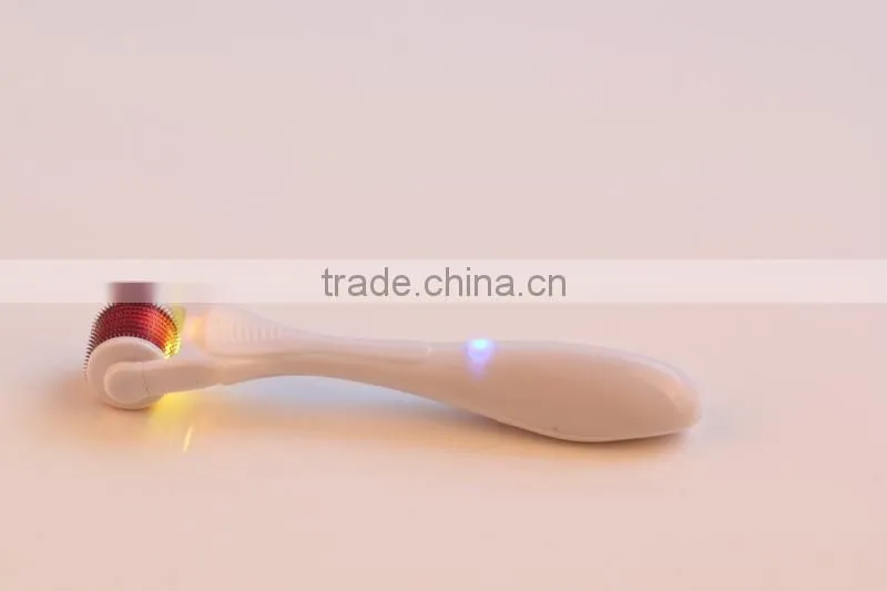 Multi-Color Led Vibration Massage Derma Roller with replaceable roller tip