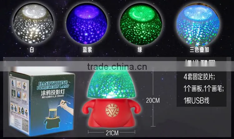 rotatable 3 colrs LED starry night projection lamp with American captain designed