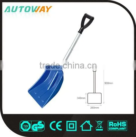 red plastic snow shovel, push snow shovel