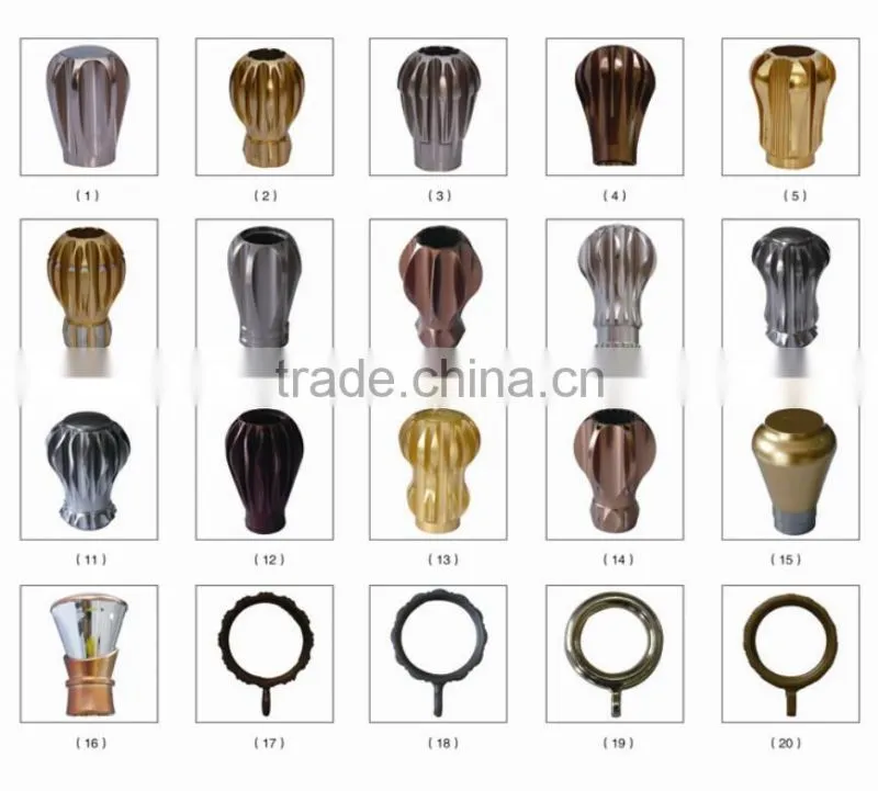 All kinds of colors Aluminum Anodized Profile curtain rod with end cap