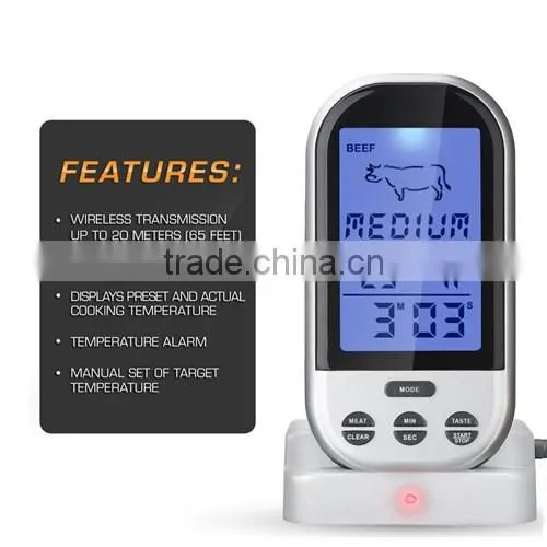 Remote Wireless Digital Beef Meat Temperature Thermometer