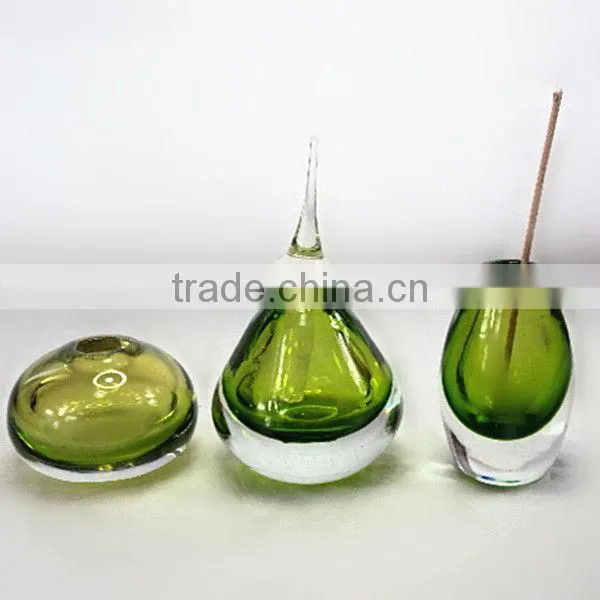 wholesale turquoise aroma reed diffuser bottle; lady diamond shape hand blown glass perfume bottles