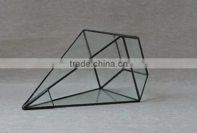 Indoor decor clear plant container hanging geometric glass terrarium