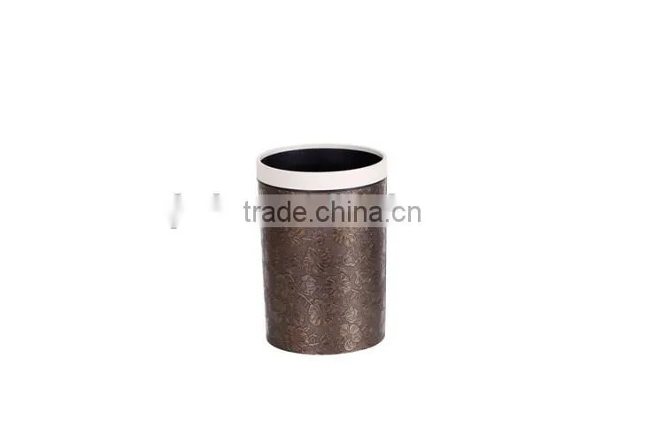 European Style Plastic Leather or Knitted Trash Can Waste Bin Container With Lid 10L