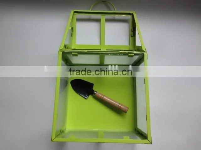 small size metal planter glass house