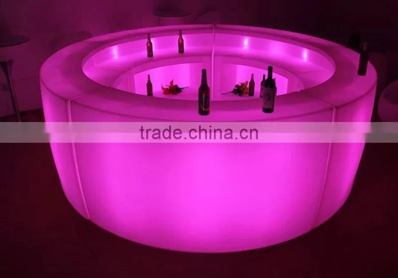 rechargeable led glowing bar counter light up bar table bent and round bar counter
