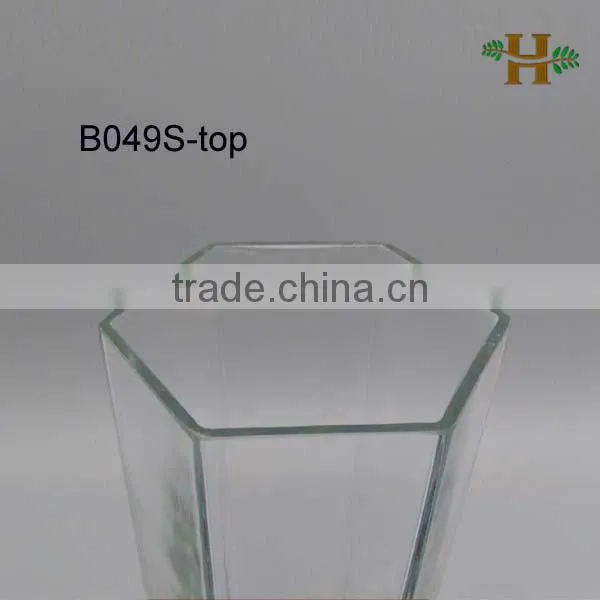 Factory Price Clear Hexagon Glass Flower Vase
