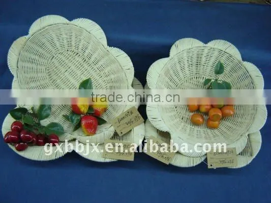White rattan weaving iron frame storage fruit woven tray