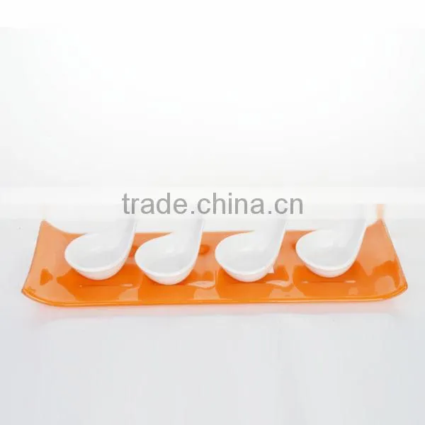 High quality made in china Set of 4 ceramic white dessert ice cream spoon