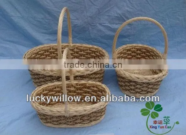 3/s graceful willow& chip storage basket with high handle garden basket