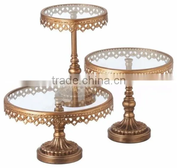 golden powder coated metal cake stand