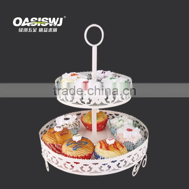 Factory Supplier 2 Tiers round mental Cupcake Display Stand ,white cupcake stand