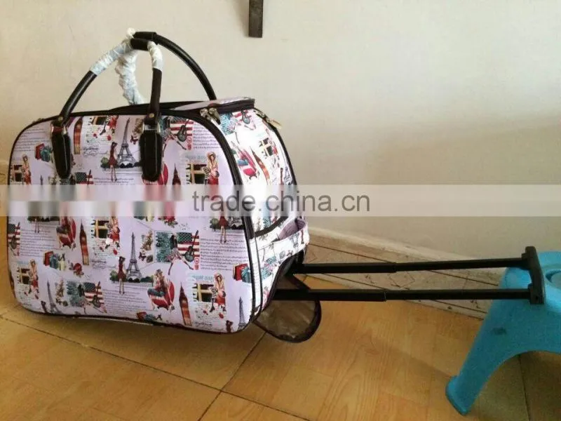 printing Trolley travel bag with durable wheels