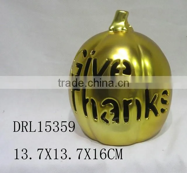 golden pumpkin ceramic lantern hollow letters festival holloween decorations