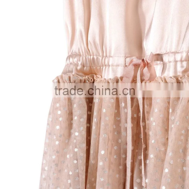 Peony Kids Party Frocks Designs Dress Gril Dresses With Silver Printed Polka Dots HSD5475