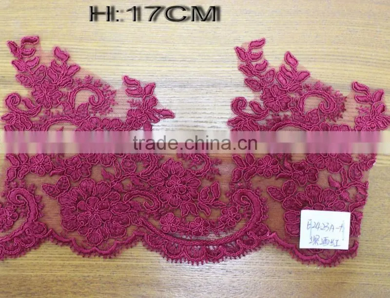 2017 colorful Embroidery Lace Trims Lace Appliques Patches Wedding Dress Decor Supply