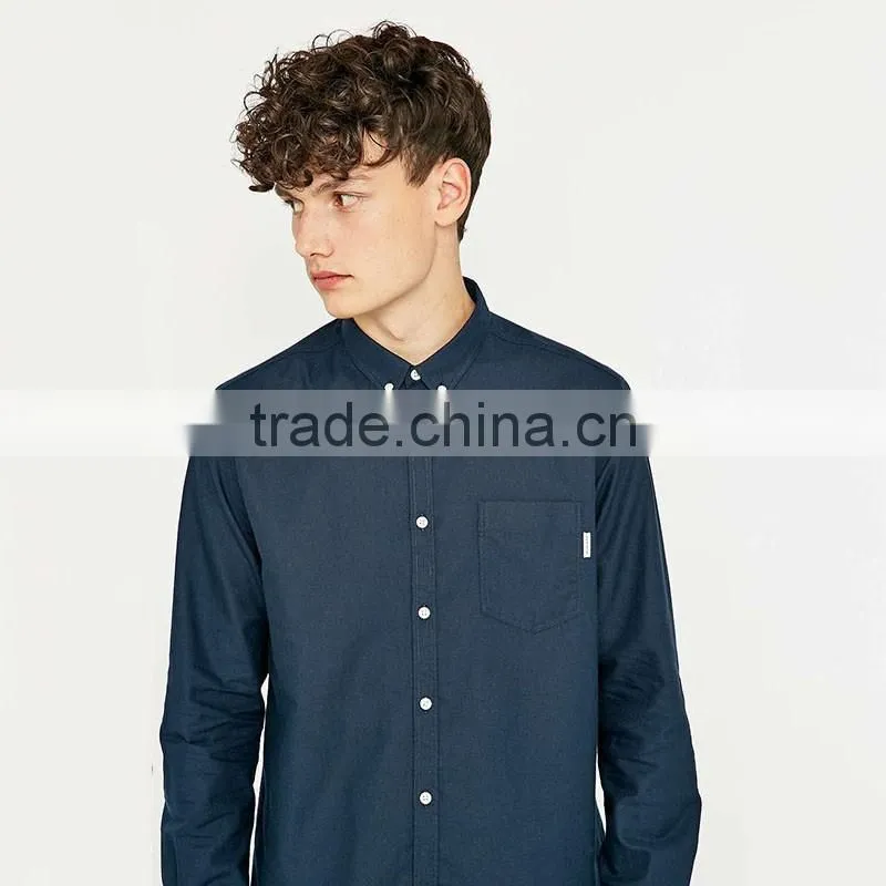 Wholesale plain long sleeve linen cotton shirt blue formal custom shirts for men