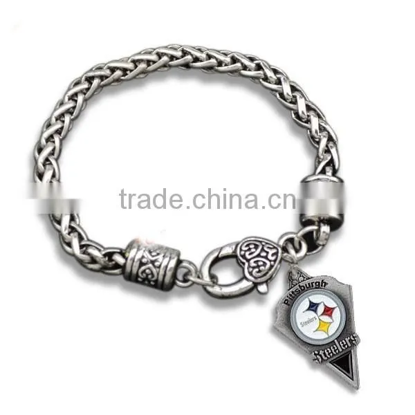 European style twist bracelet Fire girl heart charms bracelet unique design alloy charm chain bracelet