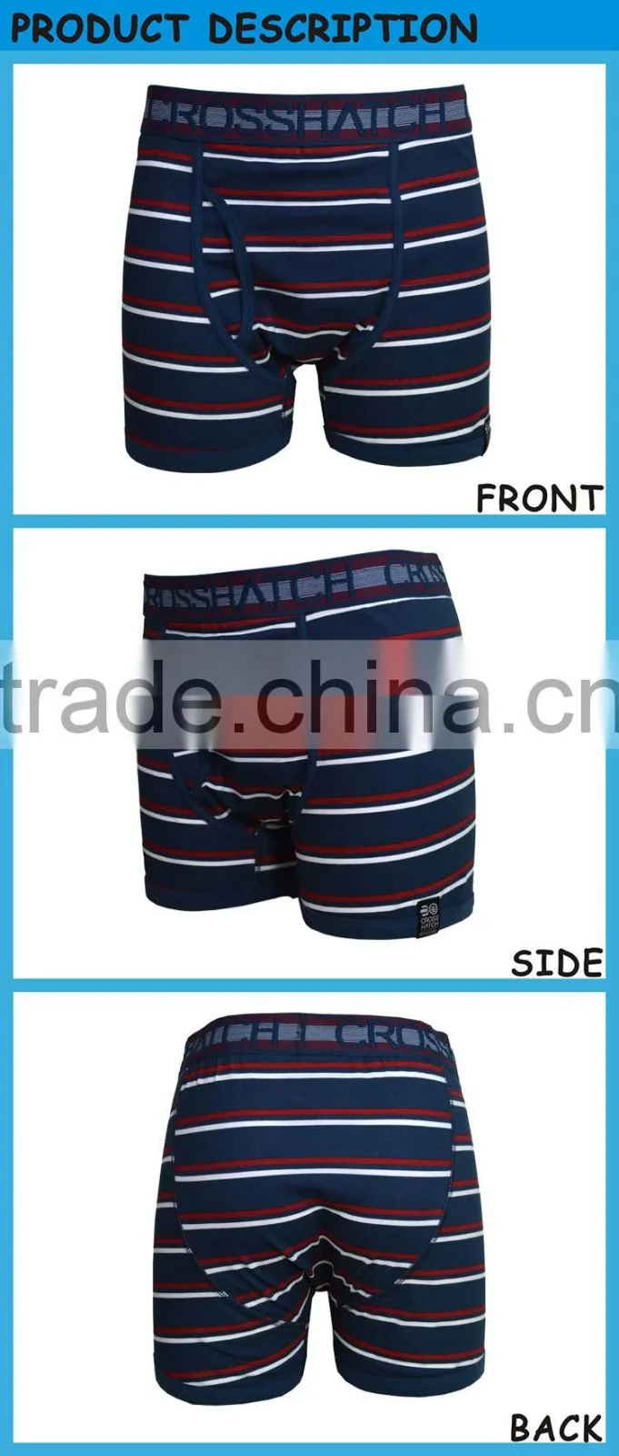 Men Underwear Sexy Custom Boxer Briefs for Men Striped Underwear